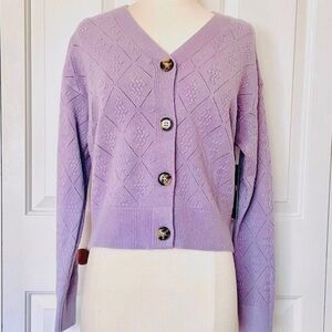 NWOT Lavender Lilac Purple V-neck Button Cardigan